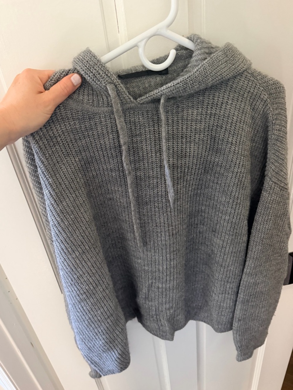 Jenni Kayne Gray Ribbed Hooded Sweater